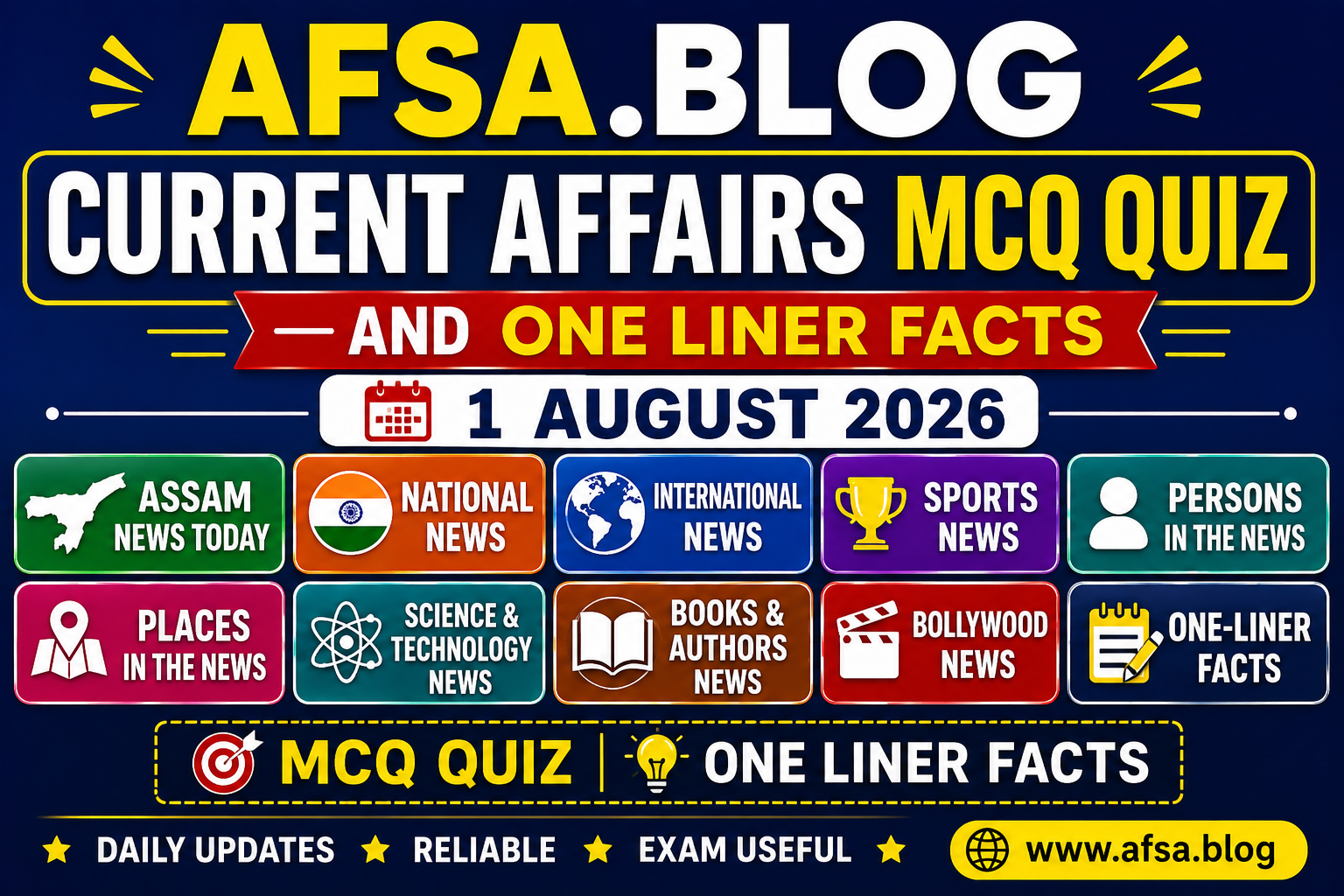 Current Affairs Quiz- August 1, 2026